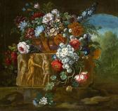 CASTEELS Pieter III Flower Still Life With A Fragment Of A Roman Relief CASTEELS Pieter III Flower Still Life With A Fragment Of A Roman Relief