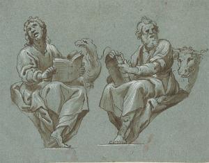 Bernardo Castello - Design For Pendentives: The Evangelists Saint John And Saint Luke