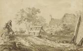 CATS Jacob A Man With A Dog On A Bridge, A Horse And Cart, And A Cottage Beyond CATS Jacob A Man With A Dog On A Bridge, A Horse And Cart, And A Cottage Beyond