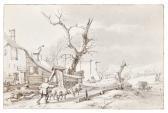 CATS Jacob Winter Scene With A Swineherd On A Village Street CATS Jacob Winter Scene With A Swineherd On A Village Street
