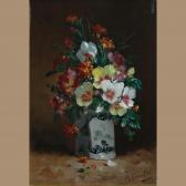 CAUCHOIS Eugene Henri Floral Still Life In A Blue And White Vase CAUCHOIS Eugene Henri Floral Still Life In A Blue And White Vase