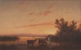 CAUVIN Edouard Louis Paysage Lacustre Animé Au Crépuscule CAUVIN Edouard Louis Paysage Lacustre Animé Au Crépuscule