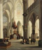 CAUWER de Emile Pierre J. Interieur Van Een Gotischekathedraal Met Figuren En Fraaie Preekstoel CAUWER de Emile Pierre J. Interieur Van Een Gotischekathedraal Met Figuren En Fraaie Preekstoel