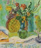 CAVAILLES Jules Nature Morte Aux Fleurs Et Perroquet CAVAILLES Jules Nature Morte Aux Fleurs Et Perroquet