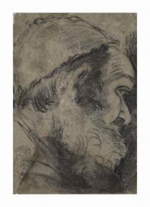 Giacomo Cavedone - Profile Of A Bearded Man, Wearing A Cap, With A Study Of Another Head In The Lower Left Corner