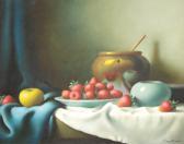 CAWTHORNE Christopher A Still Life With Strawberries In A Bowl And A Brass Jar On A Table Top CAWTHORNE Christopher A Still Life With Strawberries In A Bowl And A Brass Jar On A Table Top