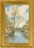 CHAFFEE Samuel R. River Landscape In Blues And Beige CHAFFEE Samuel R. River Landscape In Blues And Beige
