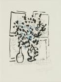 CHAGALL Marc Le Bouquet Noir Et Bleu CHAGALL Marc Le Bouquet Noir Et Bleu