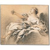 CHALLE Simon A Bacchante Seated In The Clouds, Holding A Bunch Of Grapes CHALLE Simon A Bacchante Seated In The Clouds, Holding A Bunch Of Grapes