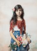 CHARLAMOFF Alexei Alexeivich Girl With Flowers CHARLAMOFF Alexei Alexeivich Girl With Flowers