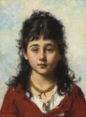 CHARLAMOFF Alexei Alexeivich Portrait Of A Young Girl Wearing A Necklace CHARLAMOFF Alexei Alexeivich Portrait Of A Young Girl Wearing A Necklace