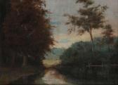 CHENU Augustin Pierre Bienvenue Venlandschap Bij Avondzon CHENU Augustin Pierre Bienvenue Venlandschap Bij Avondzon