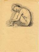 CHINI Galileo Nudo Di Donna Orientale Seduta CHINI Galileo Nudo Di Donna Orientale Seduta