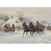 CHMIELINSKI Wladyslaw Sleigh Riding Through A Village CHMIELINSKI Wladyslaw Sleigh Riding Through A Village