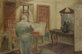 CHURCHILL John Spencer Study Of Winston Churchill Painting In His Study At Chartwell CHURCHILL John Spencer Study Of Winston Churchill Painting In His Study At Chartwell
