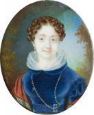 CIOR Pierre Charles Porträt Einer Edeldame In Blauer Robe Mit Spitzenkragen CIOR Pierre Charles Porträt Einer Edeldame In Blauer Robe Mit Spitzenkragen