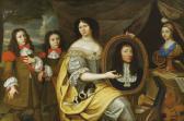 CITTADINI IL MILANESE Pier Francesco Portrait D’’une Femme Tenant Le Portrait En Médaillon De Son Mari, Avec Ses Enfants CITTADINI IL MILANESE Pier Francesco Portrait D’’une Femme Tenant Le Portrait En Médaillon De Son Mari, Avec Ses Enfants
