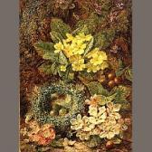 CLARE Oliver A Still Life With A Bird's Nest And Wildflowers On A Mossy Bank CLARE Oliver A Still Life With A Bird's Nest And Wildflowers On A Mossy Bank