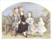 CLARENDON SMITH Jane Sophia Group Portrait Of Four Children CLARENDON SMITH Jane Sophia Group Portrait Of Four Children