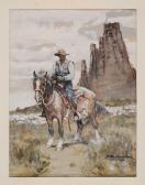 CLARK Benton H. Cowboy In A Western Landscape CLARK Benton H. Cowboy In A Western Landscape