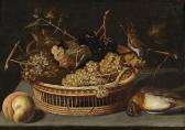 CODINO Francesco A Still Life With A Basket Of Grapes, A Peach, And Birds Nearby CODINO Francesco A Still Life With A Basket Of Grapes, A Peach, And Birds Nearby