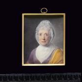 COMERFORD John An Elderly Lady, Full-face, Wearing Mauve Dress, White Fichu, White Bonnet Dressed With Ribbon And Tied Beneath Her Chin And Yellow Shawl Edged With Mauve Ribbon Over Her Left Shoulder. COMERFORD John An Elderly Lady, Full-face, Wearing Mauve Dress, White Fichu, White Bonnet Dressed With Ribbon And Tied Beneath Her Chin And Yellow Shawl Edged With Mauve Ribbon Over Her Left Shoulder.