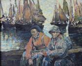 COMPARD Emile Deux Pêcheurs Sur Le Port De Concarneau COMPARD Emile Deux Pêcheurs Sur Le Port De Concarneau