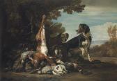 CONINCK de David Romelaer A Hare, Ducks, Other Fowl And A Brace Of Hounds, In A Forest Landscape, A Mountain Range Beyond CONINCK de David Romelaer A Hare, Ducks, Other Fowl And A Brace Of Hounds, In A Forest Landscape, A Mountain Range Beyond
