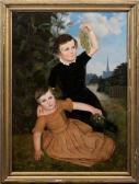 COQUI Johann Caspar Geschwisterportrait Insommerlicher Landschaft COQUI Johann Caspar Geschwisterportrait Insommerlicher Landschaft