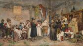 CORELLI Augusto Italian Church Interior And A Village Party After A Procession CORELLI Augusto Italian Church Interior And A Village Party After A Procession