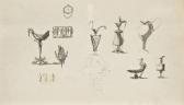CORMON Fernand Etudes De Divers Vases À L'antique Et De Bijoux CORMON Fernand Etudes De Divers Vases À L'antique Et De Bijoux