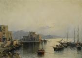 CORSI de Nicola Italian Harbor In Morning Light CORSI de Nicola Italian Harbor In Morning Light