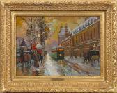 CORTES Edouard Leon Winterliche Straßenszene Am Quai Du Louvre In Paris Abendliche Szenerie CORTES Edouard Leon Winterliche Straßenszene Am Quai Du Louvre In Paris Abendliche Szenerie