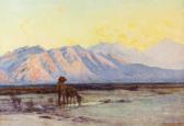 COUTTS Gordon Figure And Packhorse With Distant Mountain Range COUTTS Gordon Figure And Packhorse With Distant Mountain Range