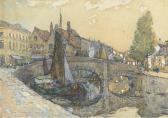 COVENTRY Robert McGown Bruges; And Barges On A Canal Before A Cathedral COVENTRY Robert McGown Bruges; And Barges On A Canal Before A Cathedral