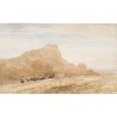 COX David Harlech Castle With A Herdsmen And Cattle In The Foreground COX David Harlech Castle With A Herdsmen And Cattle In The Foreground