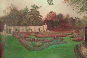 Walter I. Cox - Formal Garden At Dusk