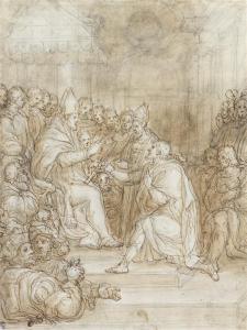 Domenico Cresti Il Passignano - Audience D'un Eveque; A Pope Presenting A Marshal's Baton To A Kneeling Figure In Front Of An Assistant