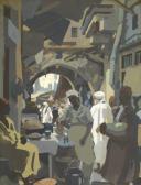 CRETOT-DUVAL Raymond Promeneurs Dans Un Souq Au Maroc CRETOT-DUVAL Raymond Promeneurs Dans Un Souq Au Maroc