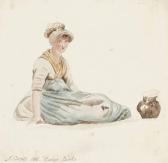 CRISTALL Joshua A Farmyard With Chickens; And A Country Girl Seated By A Jug CRISTALL Joshua A Farmyard With Chickens; And A Country Girl Seated By A Jug