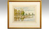 CROSLAND Enoch "cattle By The River Near A Church" CROSLAND Enoch "cattle By The River Near A Church"
