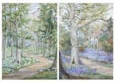 CUBITT Andrew Edith Alice A Bluebell Wood, And Another Of Primroses In Woodland, A Pair CUBITT Andrew Edith Alice A Bluebell Wood, And Another Of Primroses In Woodland, A Pair