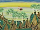 CUNNINGHAM Earl Indian Encampment With Sailboat CUNNINGHAM Earl Indian Encampment With Sailboat