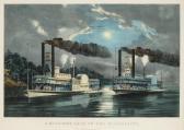 currier & ives publishers "a Midnight Race On The Mississippi" currier & ives publishers "a Midnight Race On The Mississippi"