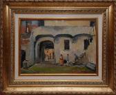 cusner robert Village Scene W/ Children cusner robert Village Scene W/ Children