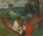 D ESPAGNAT Georges Femme Et Enfant Dans Un Hamac D ESPAGNAT Georges Femme Et Enfant Dans Un Hamac
