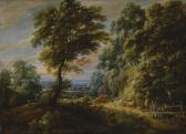 D ARTHOIS Jacques A Wooded Landscape With A Shepherdess Passing A Steep Bank, Probably On The Edge Of The Fôret De Soignes D ARTHOIS Jacques A Wooded Landscape With A Shepherdess Passing A Steep Bank, Probably On The Edge Of The Fôret De Soignes