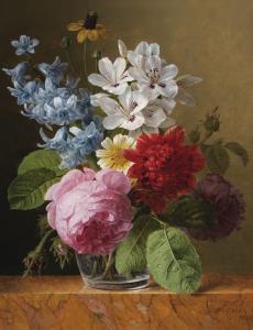 Jan Frans Van Dael - Bouquet De Fleurs Dans Un Verre