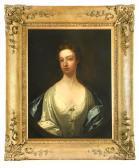 DAHL Michael I Portrait Of A Lady In A Grey Dress And Blue Cloak DAHL Michael I Portrait Of A Lady In A Grey Dress And Blue Cloak