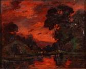 DAKIN Sidney Tilden Sunset Beyond A Pool DAKIN Sidney Tilden Sunset Beyond A Pool